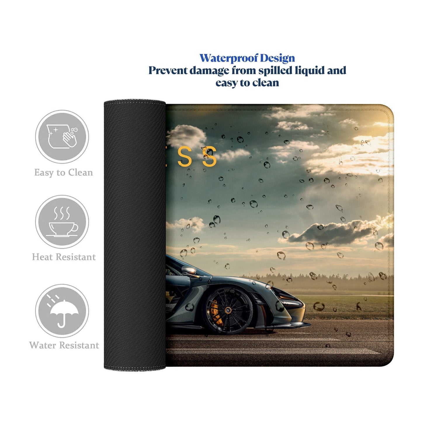 Fearless Supercar Stitched Desk Mat | Large Gaming & Office Mouse Pad | Non - Slip Rubber Base | Extended Desk Mat for Keyboard & Laptop - Mypcwala