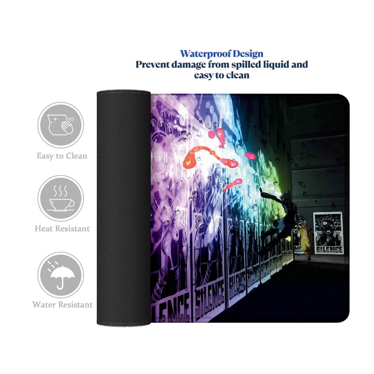 Street Art Graffiti Stitched Desk Mat | Large Gaming & Office Mouse Pad | Non - Slip Rubber Base | Extended Desk Mat for Keyboard & Laptop - Mypcwala
