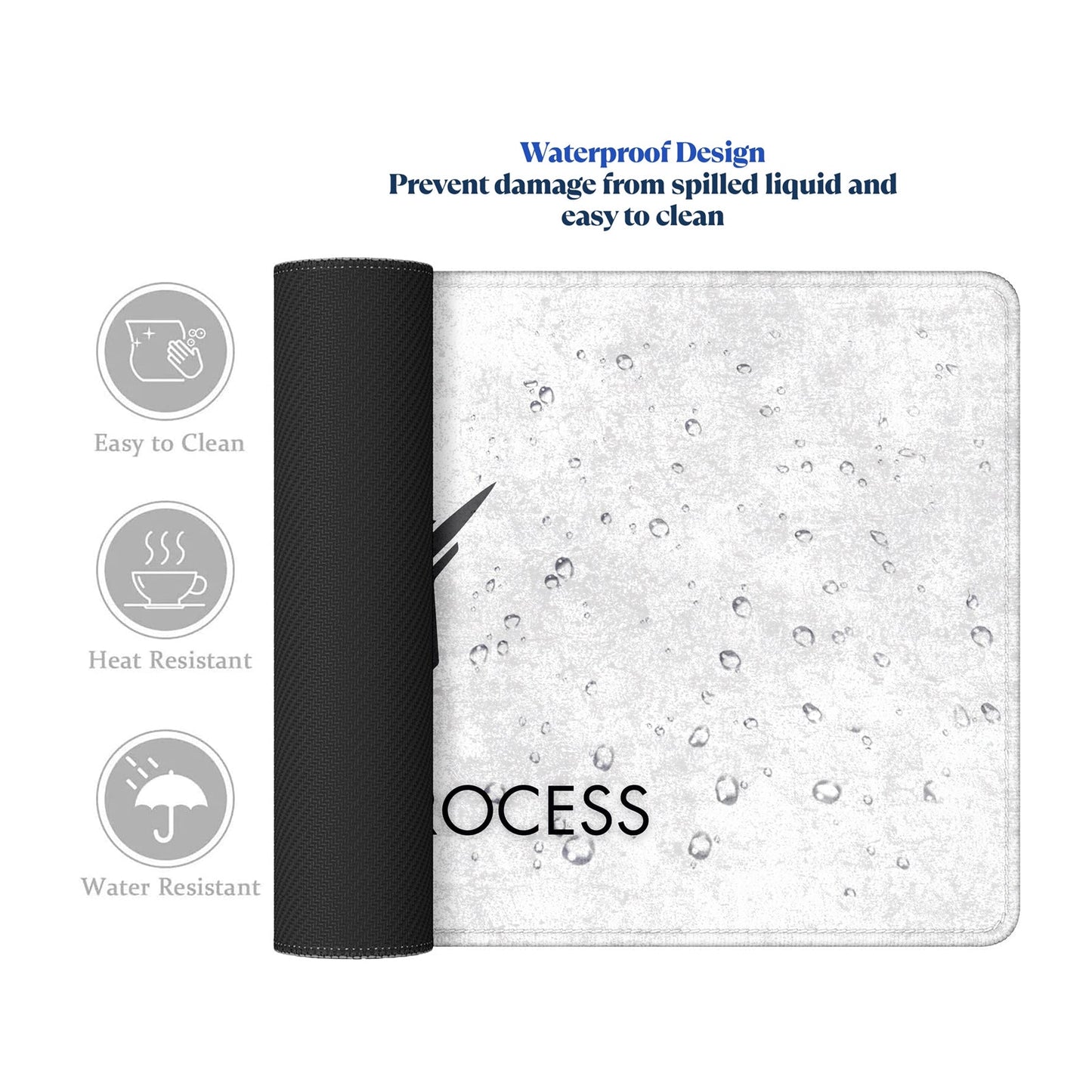 Trust The Process Stitched Desk Mat – Large Extended Mouse Pad – Minimalist Design, Non - Slip Rubber Base, Smooth Surface, Durable Edges – Office & Gaming Desk Accessory (Marble White) - Mypcwala
