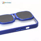 Fashion Case for iPhone 15 Pro Camera Lens Cover Stand Unique Sunglasses Design Phone Cover Clear Color : Blue