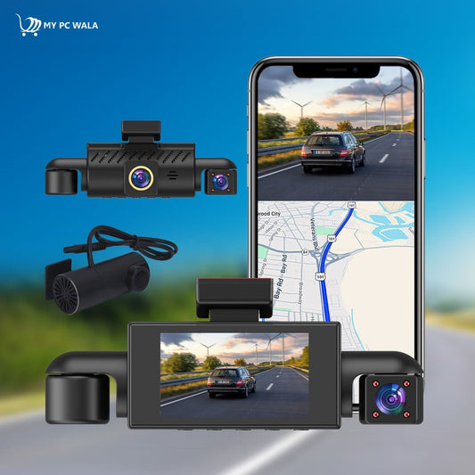 4K Dash Cam with WDR Night Vision, 3 - Channel Front/Left/Right Cameras + 1080P Rear, 5.8G WiFi, GPS Tracking, G - Sensor Emergency Lock, Wide - Angle Lens, 3" Display, Full 360° Car Security - DHARM IT PRIVATE LIMITED