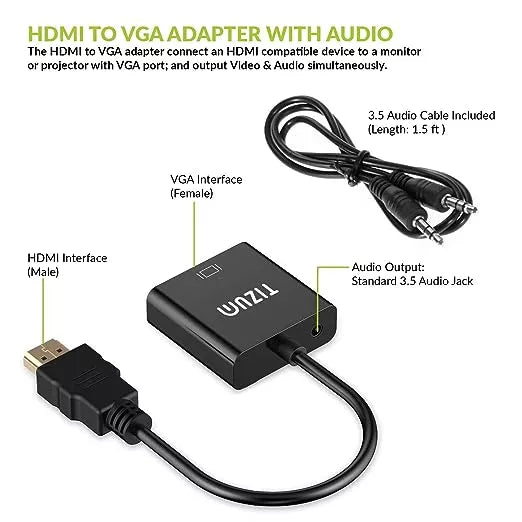 HDMI to VGA/AV Adapter Cable 1080P for Projector, Computer, Laptop, TV, Projectors & TV