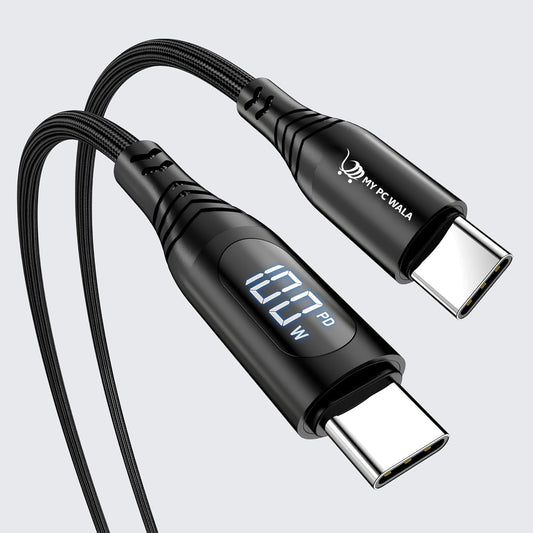 Charging Data Cable (Type-C To C 60W With Smart Indicator Display To Show Current Output & Wattage