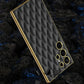 For Samsung Galaxy S23 Ultra 5G Rhombus Pattern Electroplating Plain PU Phone Case (Black)