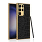 GOLD ELECTROPLATED CROCO PATTERN LEATHER LUXURY COVER For Samsung Galaxy S23 Ultra