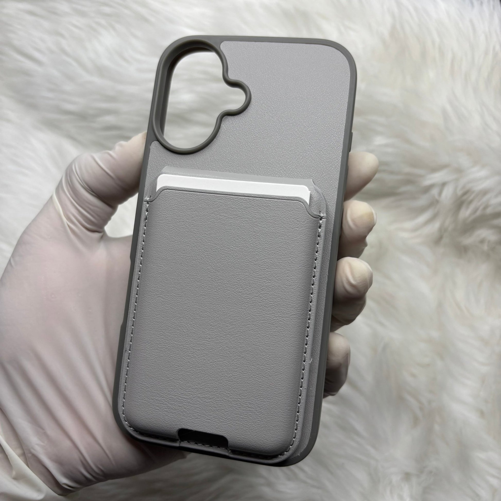 Back Cover for APPLE iPhone 16/iPhone 16 Plus Flexible Leather With Card Slots (Brown, Grey Shock Proof, Pack of: 1) - Mypcwala