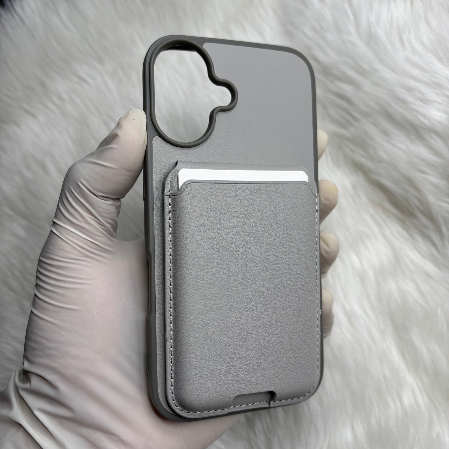 Back Cover for APPLE iPhone 16/iPhone 16 Plus Flexible Leather With Card Slots (Brown, Grey Shock Proof, Pack of: 1) - Mypcwala