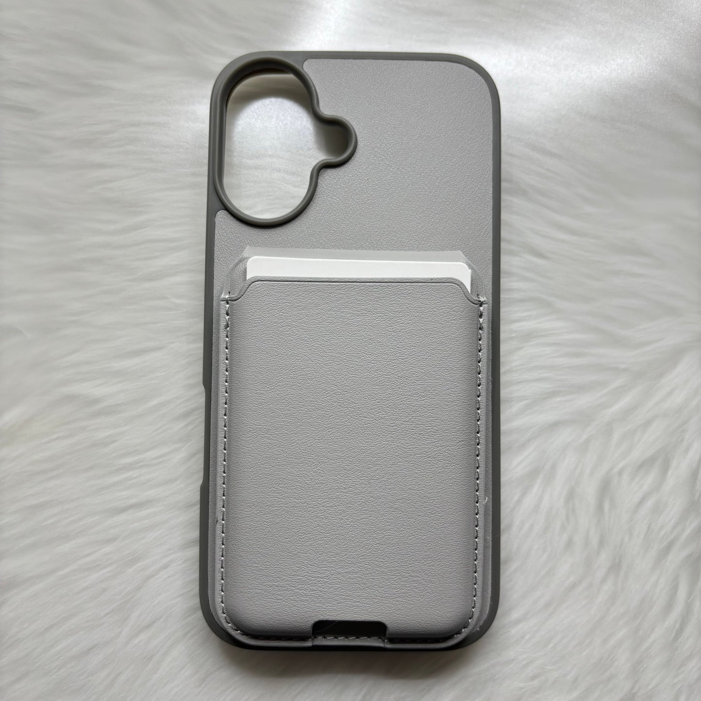 Back Cover for APPLE iPhone 16/iPhone 16 Plus Flexible Leather With Card Slots (Brown, Grey Shock Proof, Pack of: 1) - Mypcwala