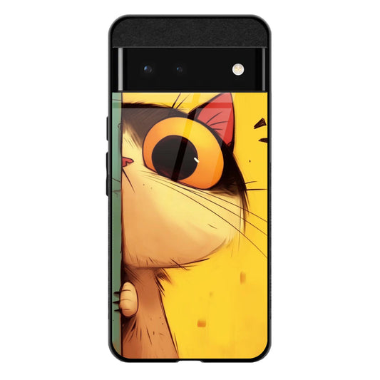 Back Cover for Google Pixel 7A Premium Cat Designed Glass Mobile Back Case/Cover - Mypcwala