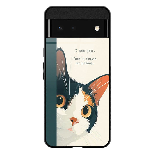 Back Cover for Google Pixel 7A Premium Cat Designed Glass Mobile Back Case/Cover - Mypcwala