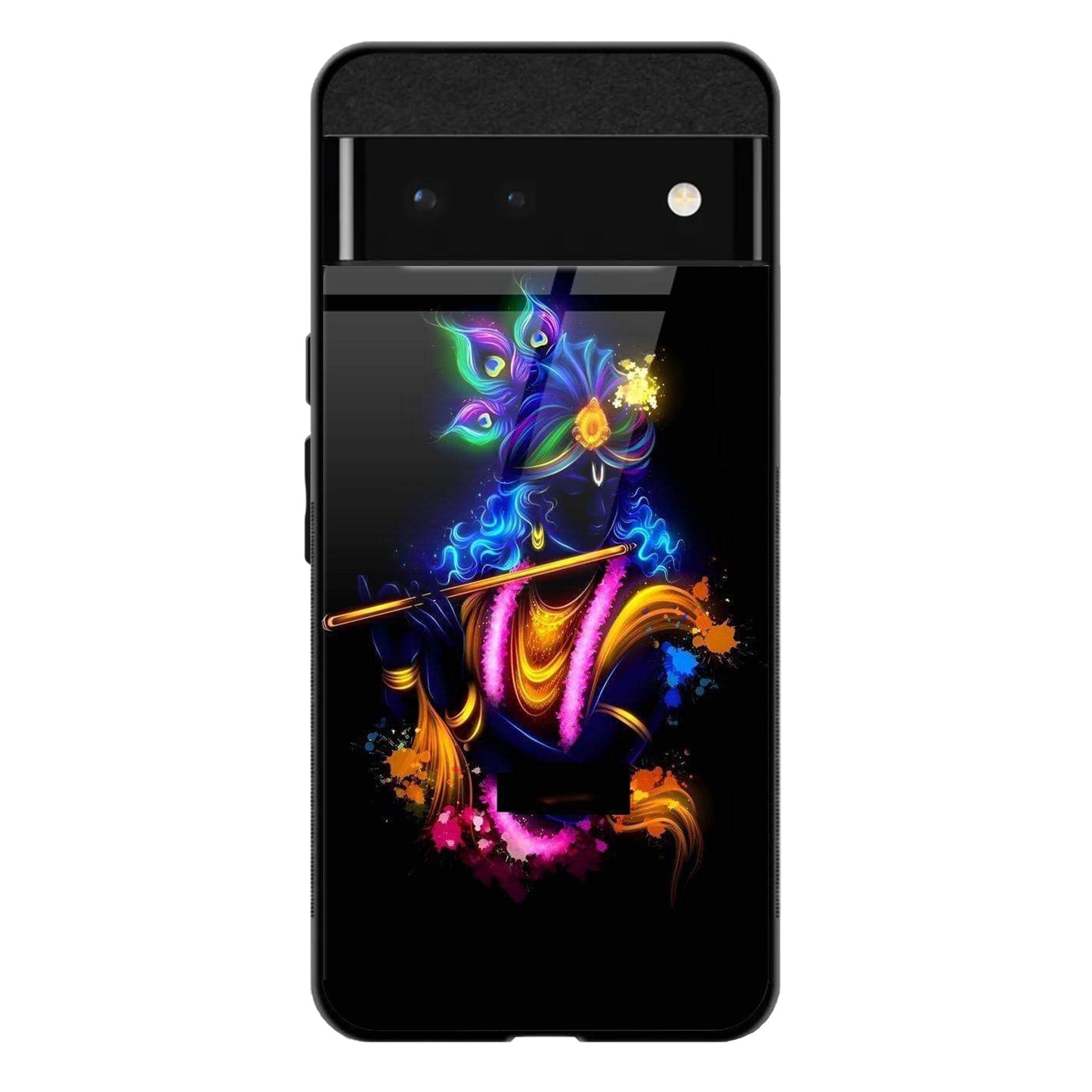 Back Cover for Google Pixel 7A Premium Lord Krishna Designed Glass Mobile Back Case/Cover - Mypcwala