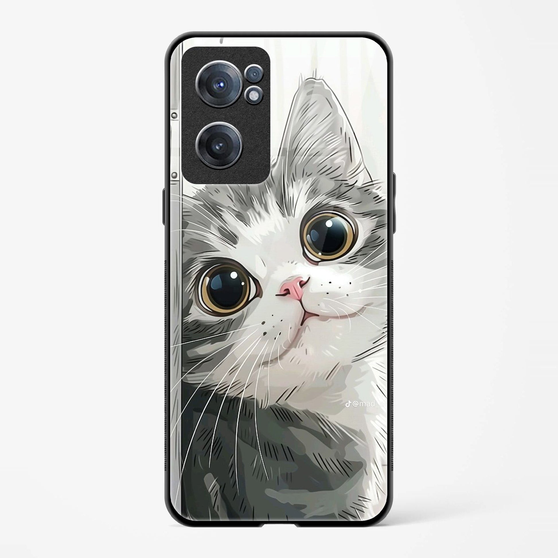 Back Cover For OnePlus Nord CE 2 5G Premium Glass Cat Designed Mobile Back Case & Cover - Mypcwala