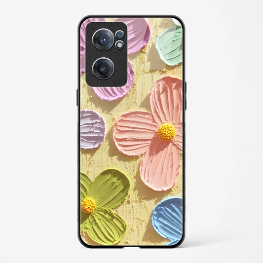 Back Cover For OnePlus Nord CE 2 5G Premium Glass Flower Designed Mobile Back Case & Cover - Mypcwala