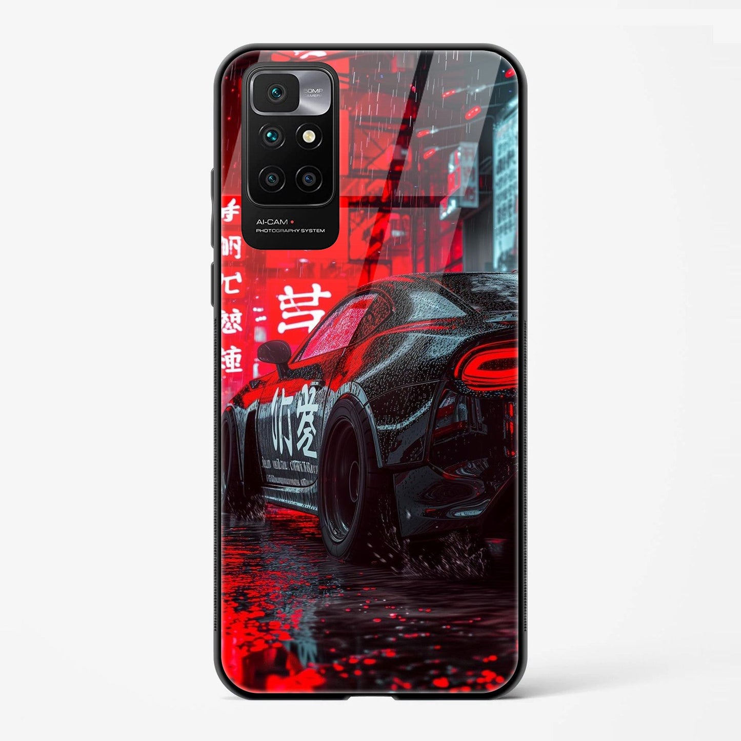 Back Cover For Redmi 10 Prime Premium Glass Car Designed Mobile Case & Cover - Mypcwala