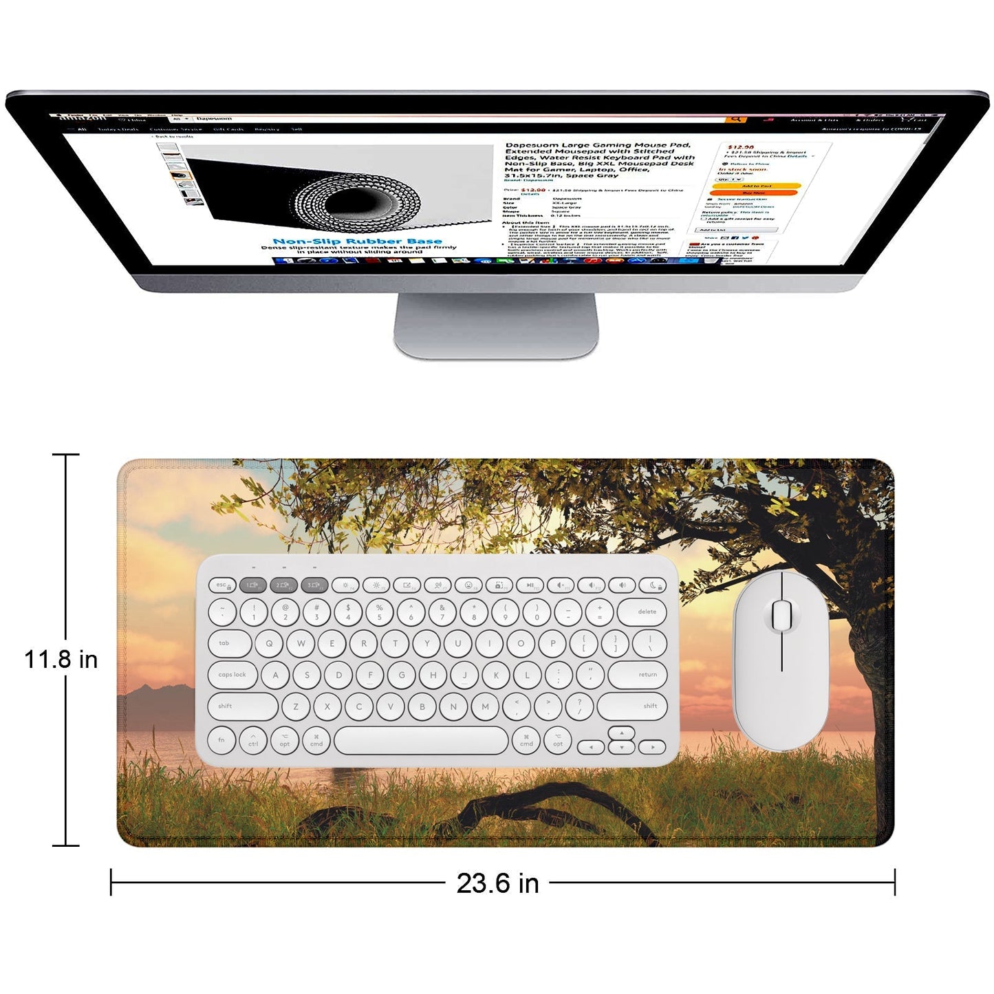 Believe – Nature Landscape Stitched Desk Mat | Large Gaming & Office Mouse Pad | Non - Slip Rubber Base | Extended Desk Mat for Keyboard, Laptop & Mouse - Mypcwala