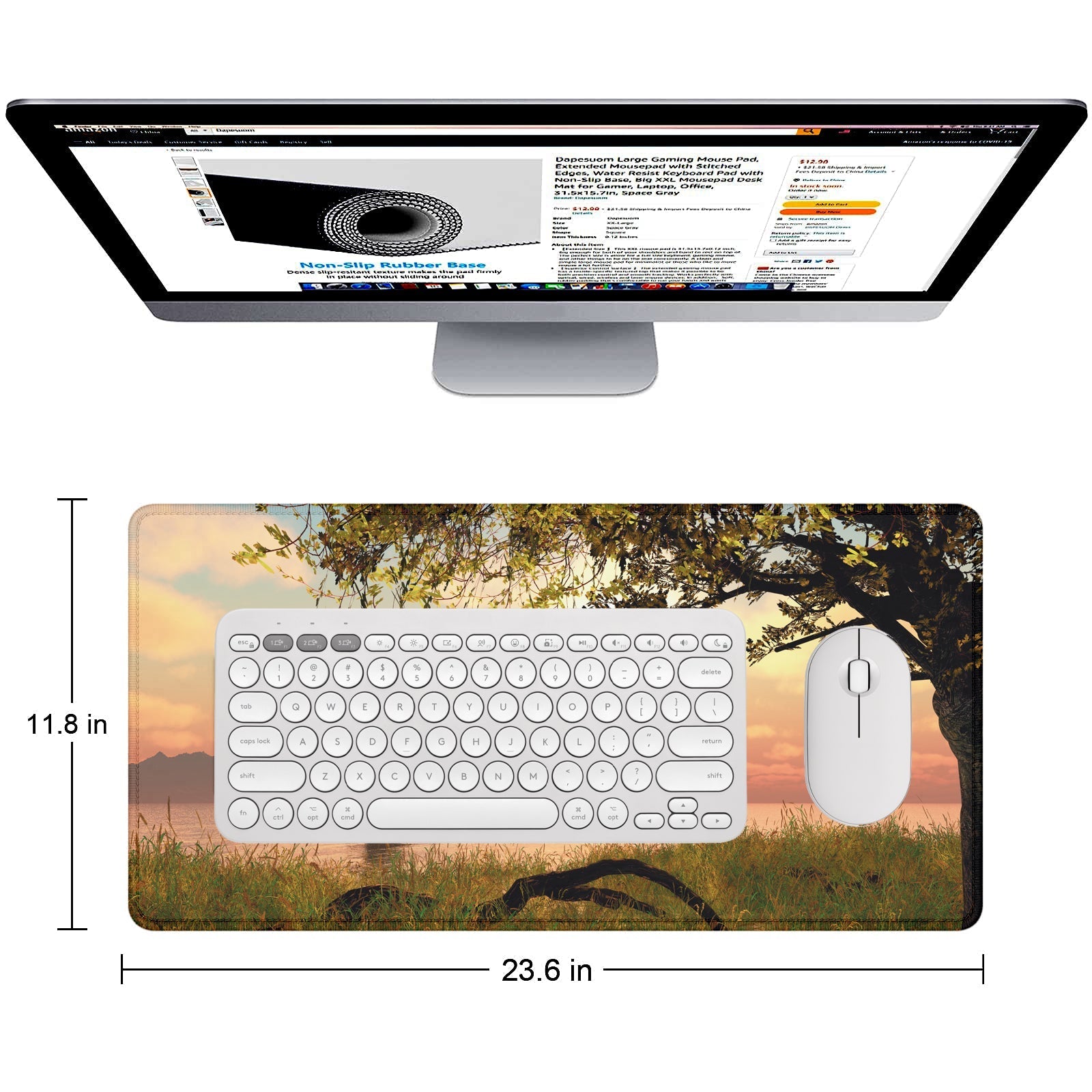 Believe – Nature Landscape Stitched Desk Mat | Large Gaming & Office Mouse Pad | Non - Slip Rubber Base | Extended Desk Mat for Keyboard, Laptop & Mouse - Mypcwala