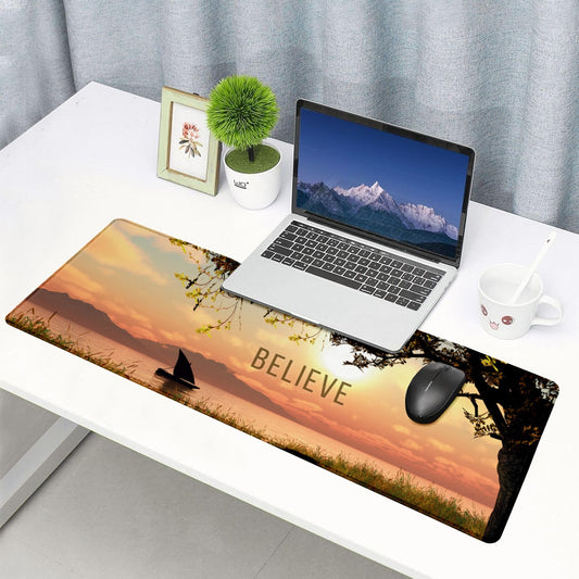 Believe – Nature Landscape Stitched Desk Mat | Large Gaming & Office Mouse Pad | Non - Slip Rubber Base | Extended Desk Mat for Keyboard, Laptop & Mouse - Mypcwala