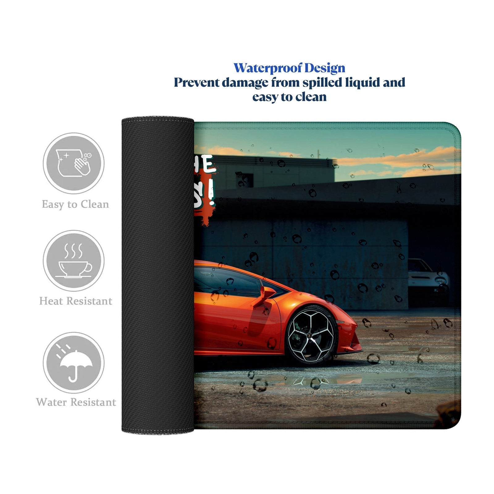 Break the Rules Supercar Stitched Desk Mat | Large Gaming & Office Mouse Pad | Non - Slip Rubber Base | Extended Desk Mat for Keyboard & Laptop - Mypcwala