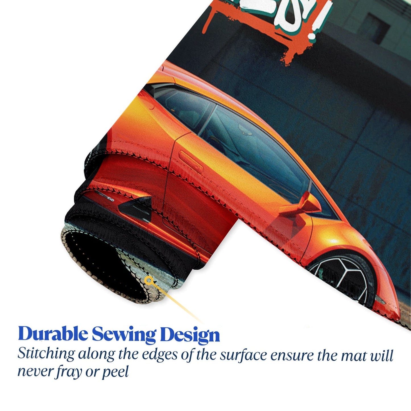 Break the Rules Supercar Stitched Desk Mat | Large Gaming & Office Mouse Pad | Non - Slip Rubber Base | Extended Desk Mat for Keyboard & Laptop - Mypcwala