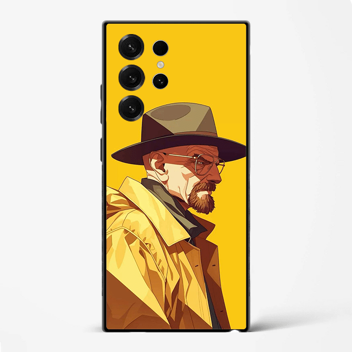 Breaking Bad Heisenberg Yellow Edition Premium Glass Phone Cover for Samsung Galaxy S22 Ultra - DHARM IT PRIVATE LIMITED