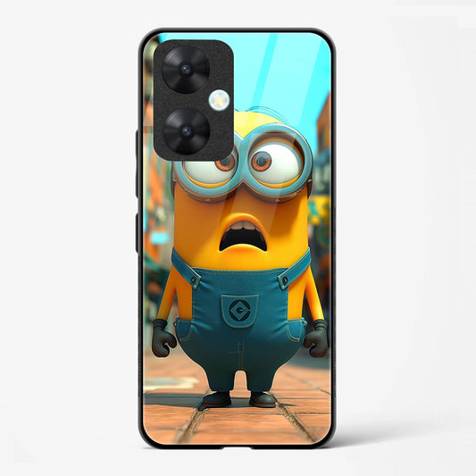 Cartoon Minion Character in Playful Design Printed Glass Mobile Back Case Compatible for Redmi 13C | TPU Shock - Resistant Soft Edge | 360° Protection - Mypcwala