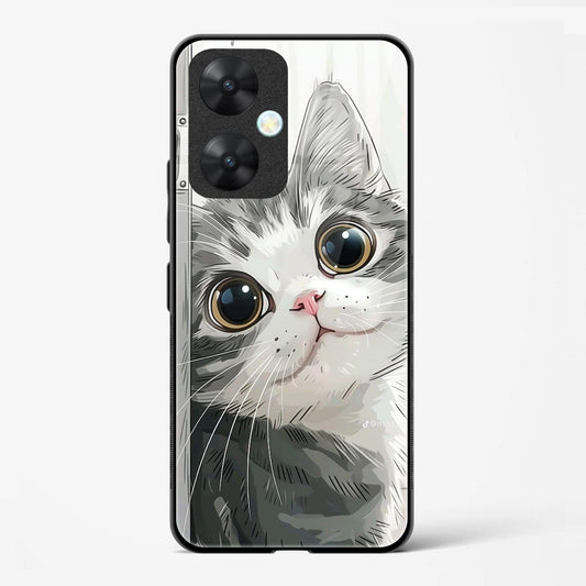 Cat Design Printed Glass Mobile Back Case Compatible for Redmi 13C | TPU Shock - Resistant Soft Edge | 360° Protection - Mypcwala