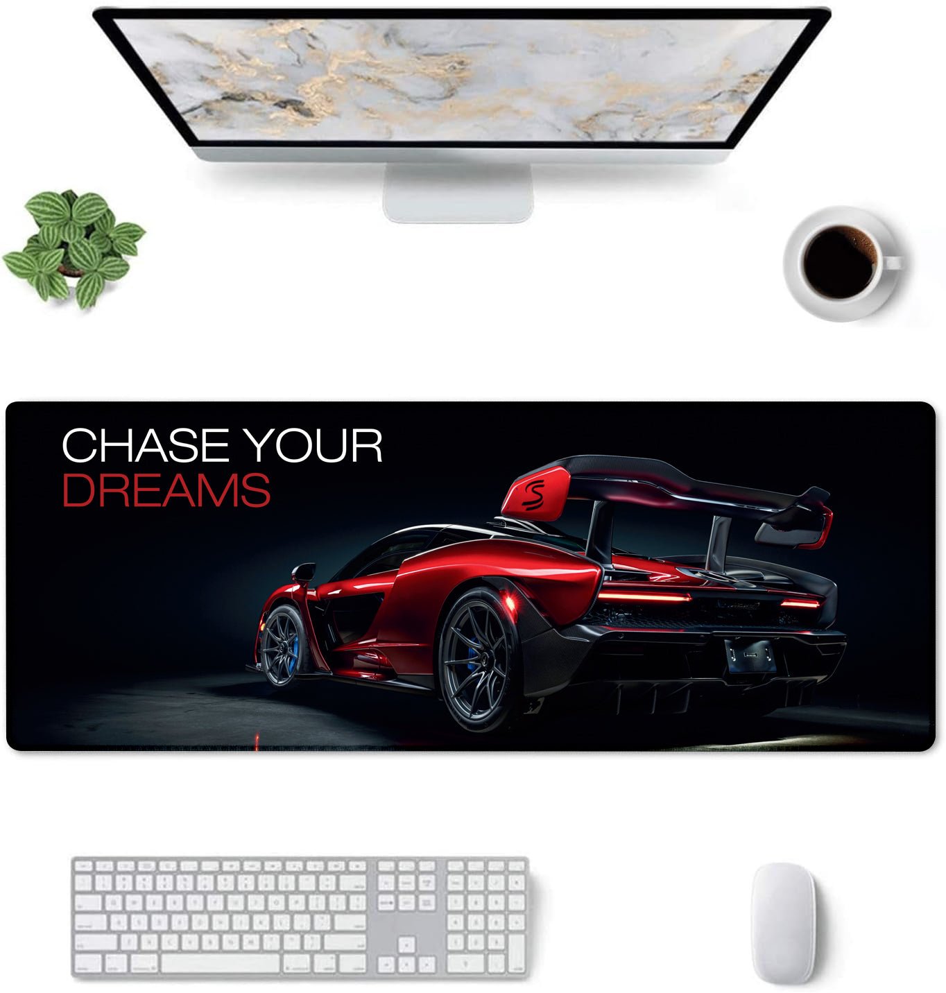 Chase Your Dreams Premium Stitched Desk Mat | Large Gaming & Office Mouse Pad | Non - Slip Rubber Base | Smooth Surface for Laptop, Keyboard & Mouse - Mypcwala