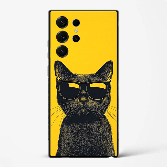 Cool Cat Vibes Aesthetic Premium Glass Phone Cover for Samsung Galaxy S22 Ultra - DHARM IT PRIVATE LIMITED