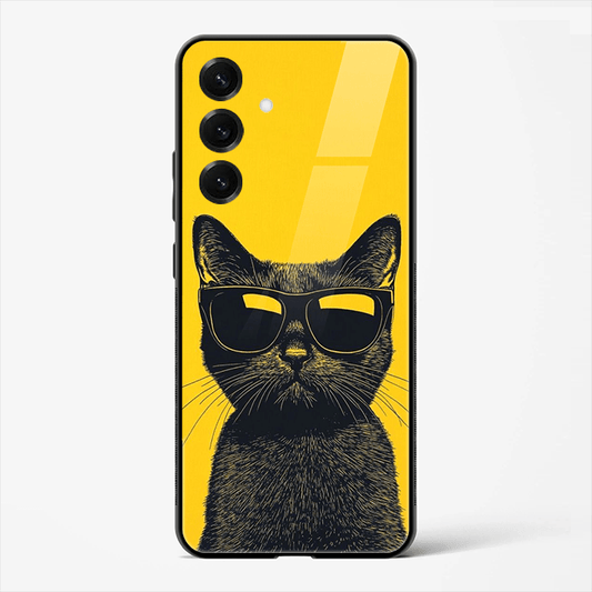 Cool Cat Vibes Aesthetic Premium Glass Phone Cover for Samsung Galaxy S25 - DHARM IT PRIVATE LIMITED