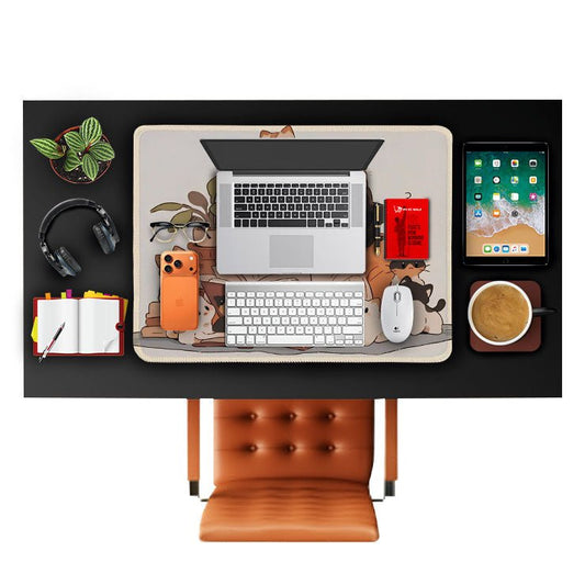 Cute Cat Design Laptop Mat (48x60 cm, 3mm Thick, Stitched Edge - Mypcwala