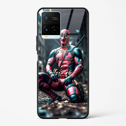 Deadpool Printed Design Glass Mobile Back Case Compatible for Vivo Y33s TPU Shock - Resistant Soft Edge | 360° Protection - Mypcwala