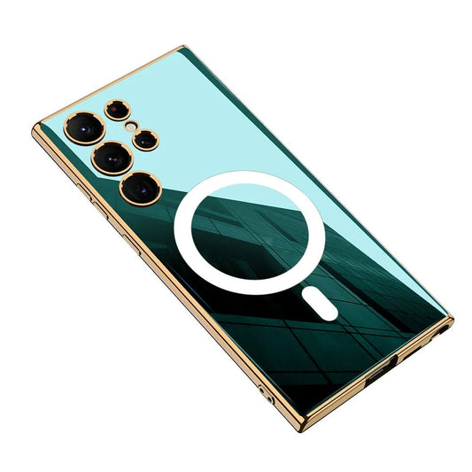 Decase Magnetic Case for Samsung Galaxy S23 Ultra Case [Compatible with MagSafe] Camera Lens Protection Plating Luxury Cover for Women Men Clear Soft TPU Shockproof Protective Phone Case, Green - Mypcwala