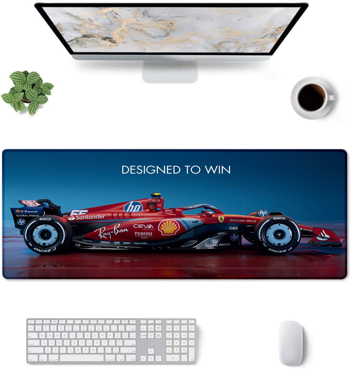 Designed to Win – Racing Car Stitched Desk Mat | Large Gaming & Office Mouse Pad | Non - Slip Rubber Base | Extended Desk Mat for Keyboard, Laptop & Mouse - Mypcwala
