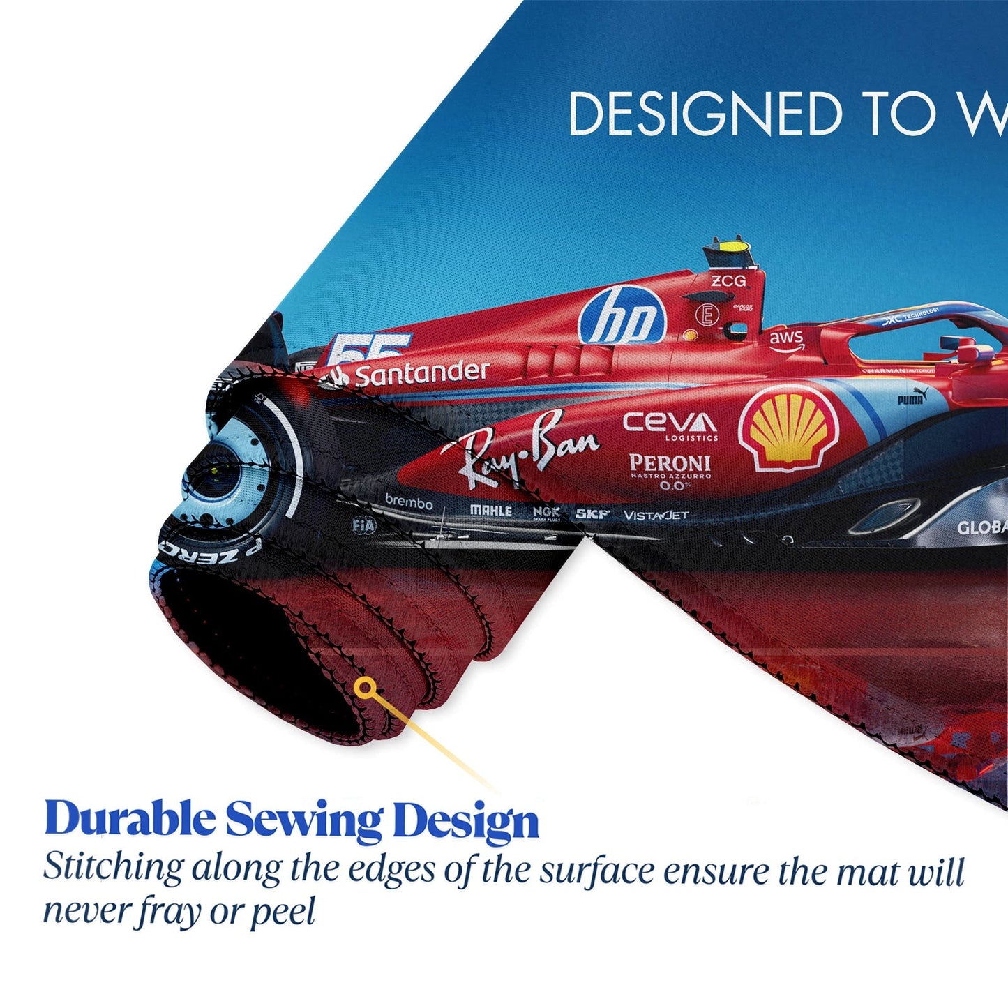Designed to Win – Racing Car Stitched Desk Mat | Large Gaming & Office Mouse Pad | Non - Slip Rubber Base | Extended Desk Mat for Keyboard, Laptop & Mouse - Mypcwala