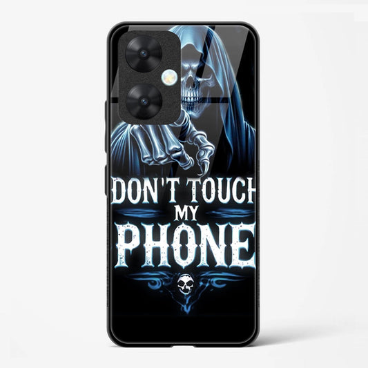 Don't Touch My Phone Design Printed Glass Mobile Back Case Compatible for Redmi 13C | TPU Shock - Resistant Soft Edge | 360° Protection - Mypcwala