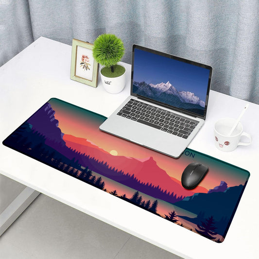Dream Beyond the Horizon – Sunset Landscape Stitched Desk Mat | Large Gaming & Office Mouse Pad | Non - Slip Rubber Base | Extended Desk Mat for Keyboard & Laptop - Mypcwala