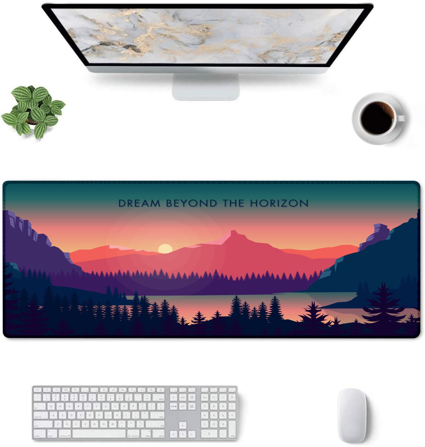 Dream Beyond the Horizon – Sunset Landscape Stitched Desk Mat | Large Gaming & Office Mouse Pad | Non - Slip Rubber Base | Extended Desk Mat for Keyboard & Laptop - Mypcwala
