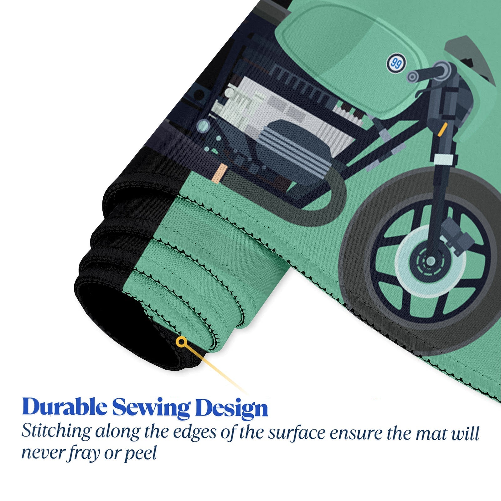 Eat Sleep Ride Repeat Motorcycle Stitched Desk Mat | Large Gaming & Office Mouse Pad | Non - Slip Rubber Base | Extended Desk Mat for Keyboard & Laptop - Mypcwala