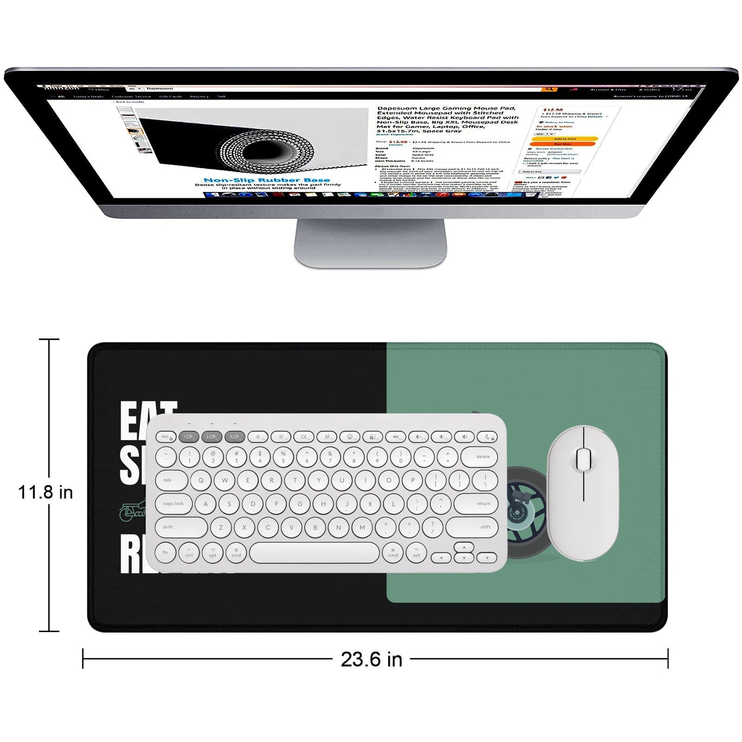 Eat Sleep Ride Repeat Motorcycle Stitched Desk Mat | Large Gaming & Office Mouse Pad | Non - Slip Rubber Base | Extended Desk Mat for Keyboard & Laptop - Mypcwala