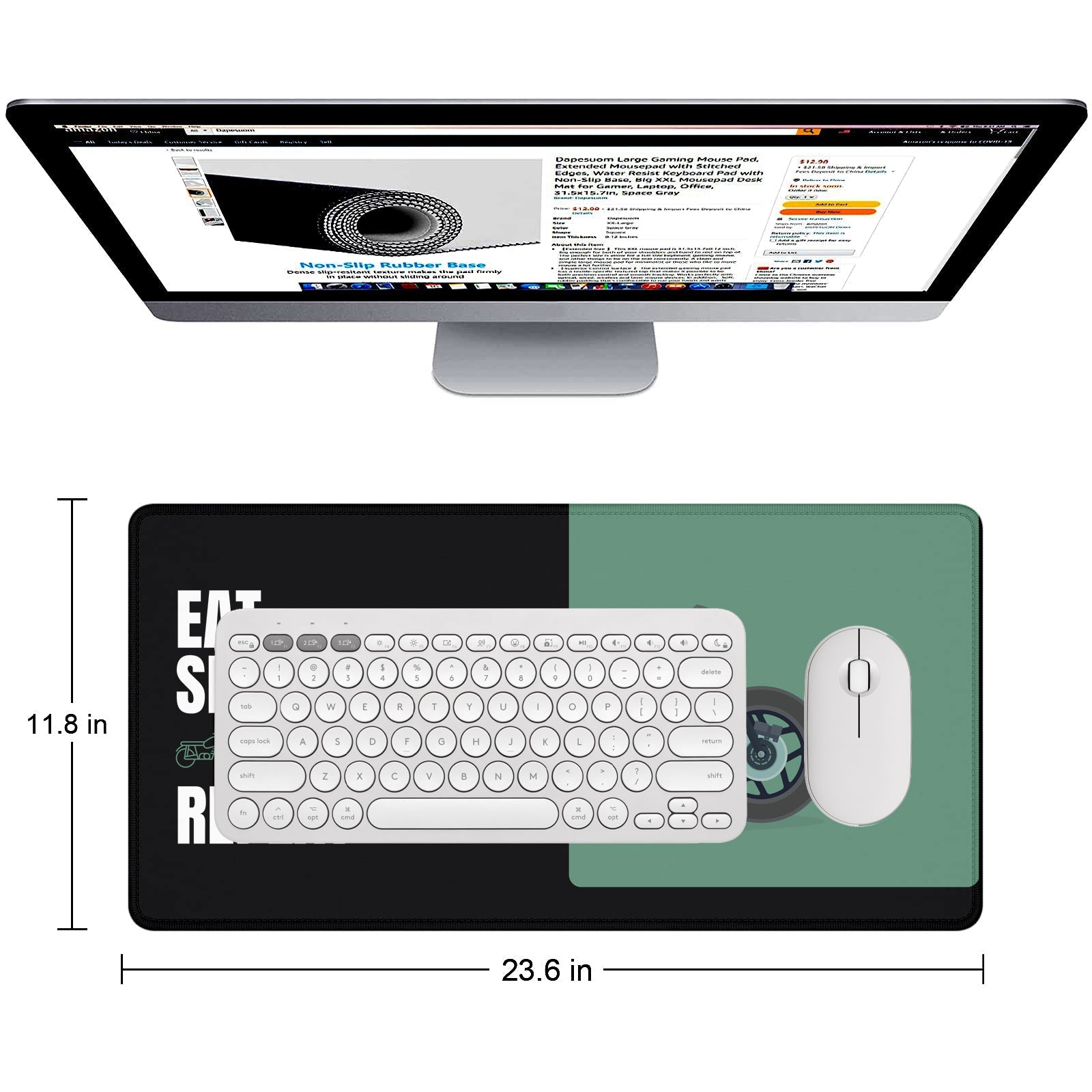 Eat Sleep Ride Repeat Motorcycle Stitched Desk Mat | Large Gaming & Office Mouse Pad | Non - Slip Rubber Base | Extended Desk Mat for Keyboard & Laptop - Mypcwala