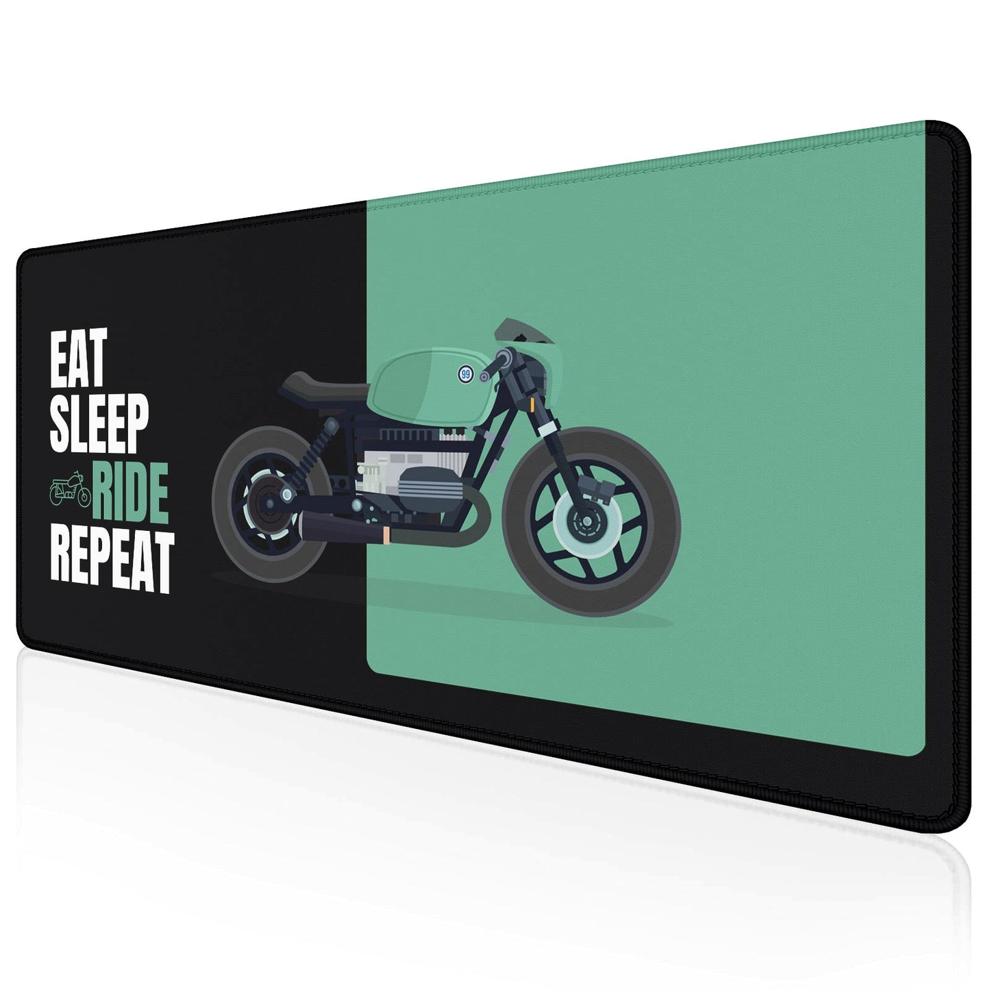 Eat Sleep Ride Repeat Motorcycle Stitched Desk Mat | Large Gaming & Office Mouse Pad | Non - Slip Rubber Base | Extended Desk Mat for Keyboard & Laptop - Mypcwala