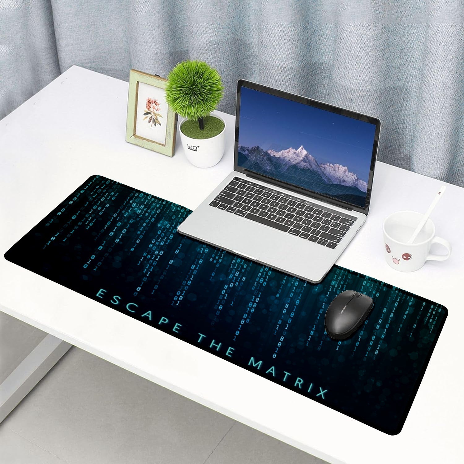 Escape the Matrix Stitched Desk Mat | Large Gaming & Office Mouse Pad | Non - Slip Rubber Base | Extended Desk Mat for Keyboard & Laptop - Mypcwala