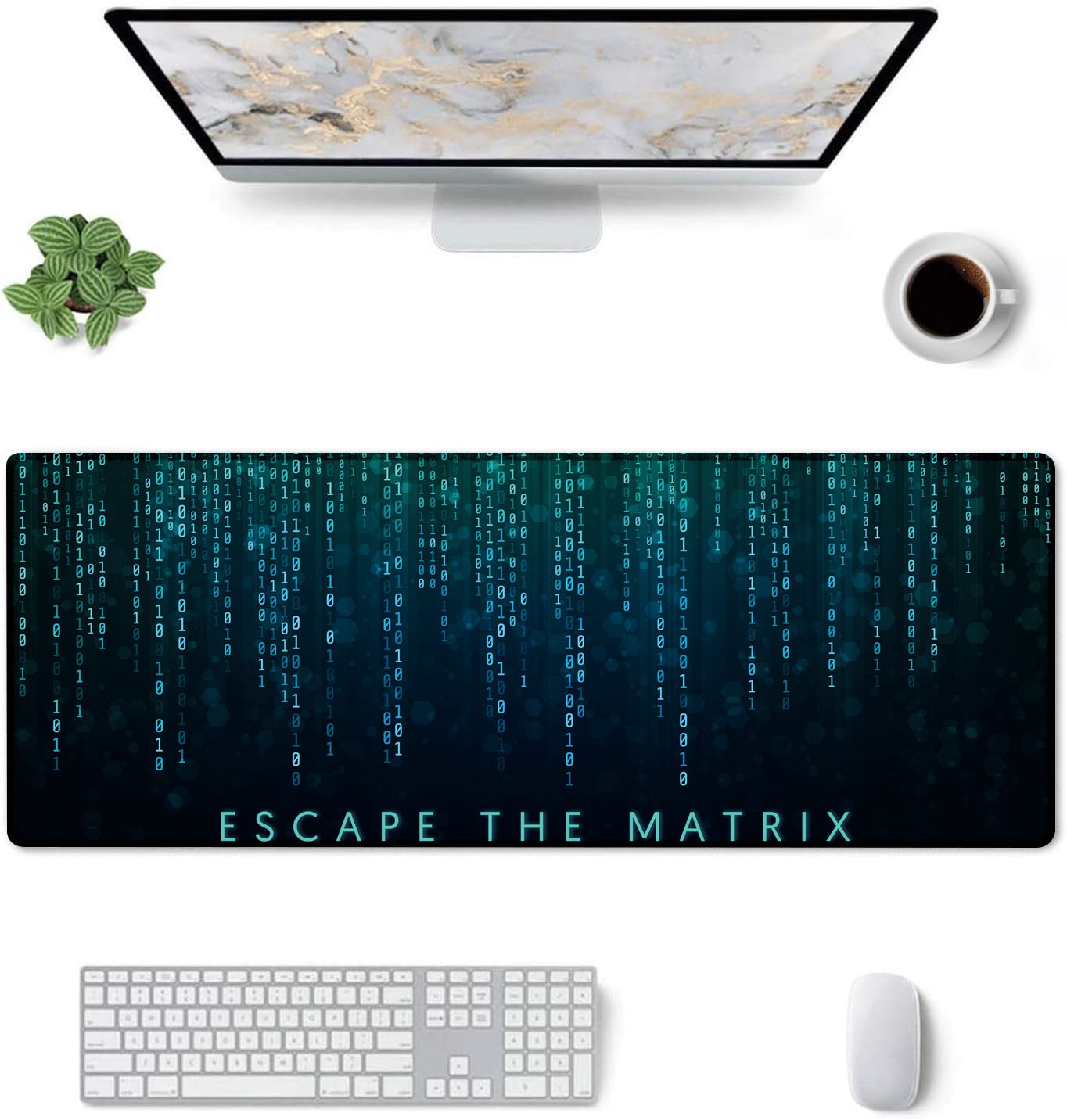 Escape the Matrix Stitched Desk Mat | Large Gaming & Office Mouse Pad | Non - Slip Rubber Base | Extended Desk Mat for Keyboard & Laptop - Mypcwala