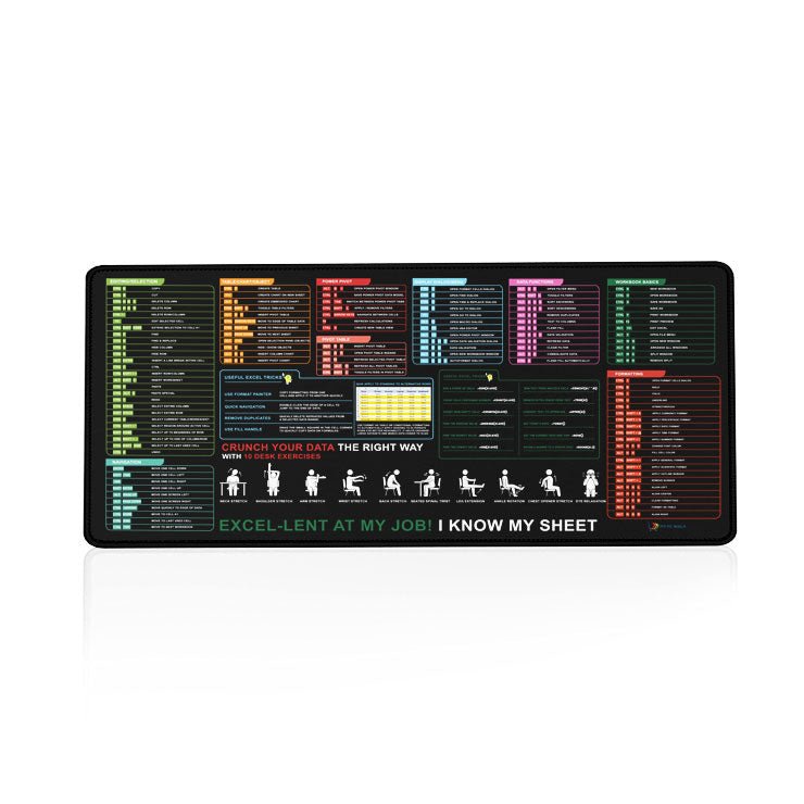 Excel Shortcut Guide Desk Mat 80x30 CM – Extended Mouse Pad with Formula & Shortcut Chart | Non - Slip Rubber Base | Waterproof Smooth Surface for Office & Work - DHARM IT PRIVATE LIMITED
