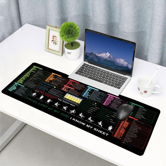 Excel Shortcut Guide Desk Mat 80x30 CM – Extended Mouse Pad with Formula & Shortcut Chart | Non - Slip Rubber Base | Waterproof Smooth Surface for Office & Work - DHARM IT PRIVATE LIMITED
