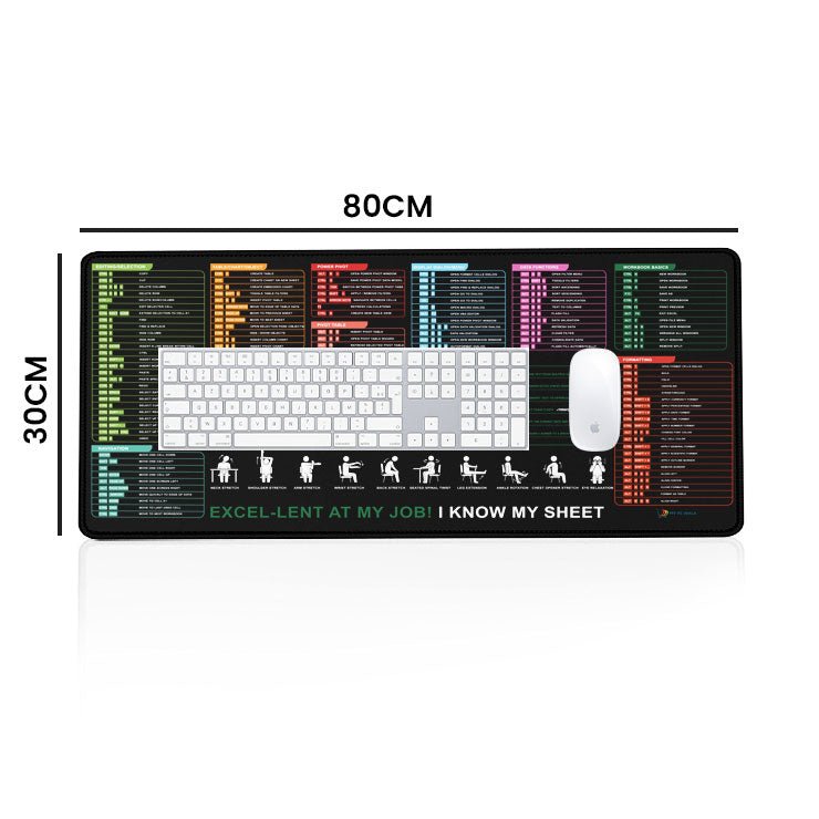 Excel Shortcut Guide Desk Mat 80x30 CM – Extended Mouse Pad with Formula & Shortcut Chart | Non - Slip Rubber Base | Waterproof Smooth Surface for Office & Work - DHARM IT PRIVATE LIMITED