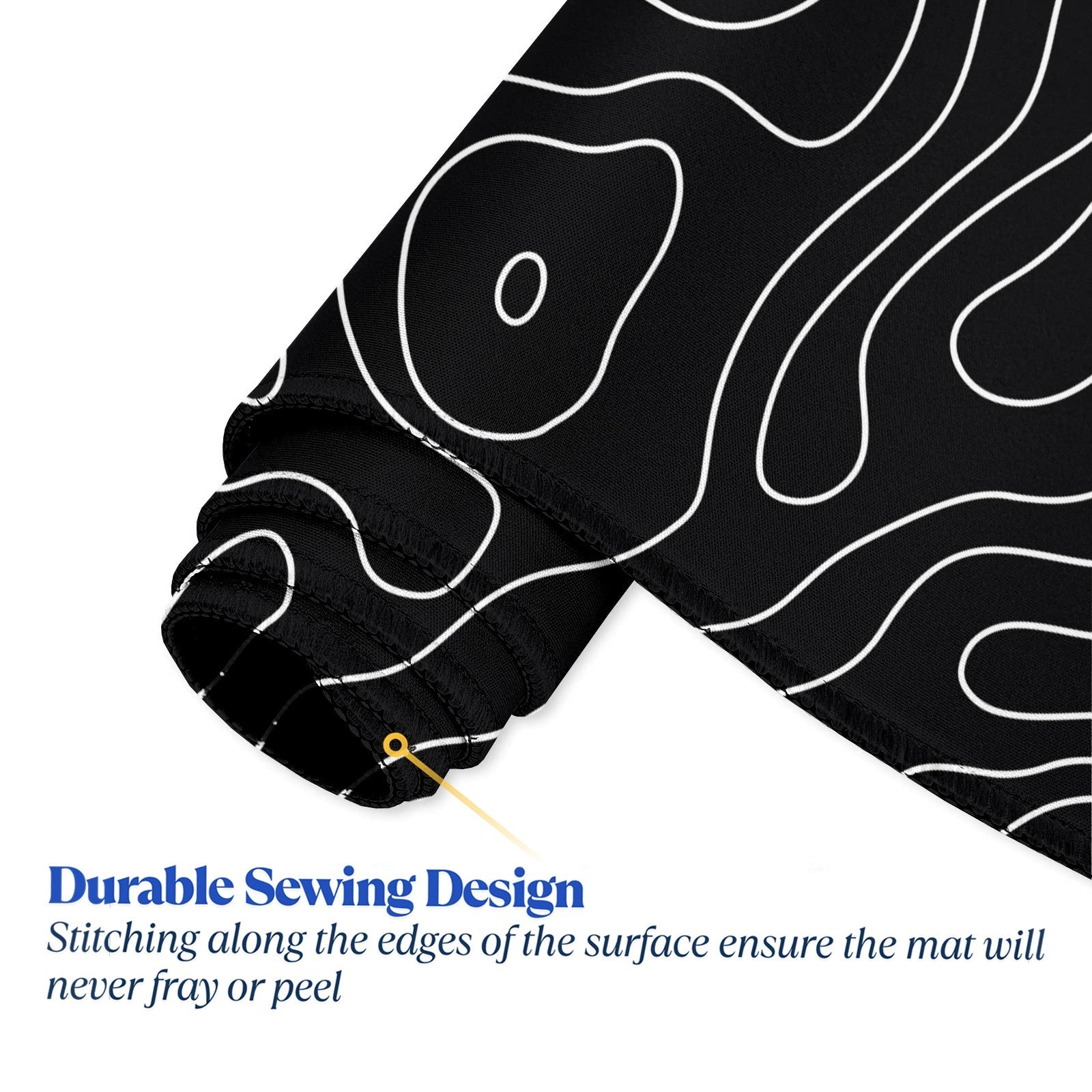 Extended Gaming Mouse Pad XXL – Large Desk Mat with Non - Slip Rubber Base & Smooth Surface – Black Topographic Design - Mypcwala