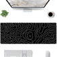 Extended Gaming Mouse Pad XXL – Large Desk Mat with Non - Slip Rubber Base & Smooth Surface – Black Topographic Design - Mypcwala