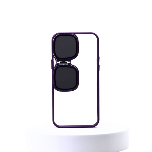 Fashion Case for iPhone 15 Pro Max Camera Lens Cover Stand Unique Sunglasses Design Phone Cover Clear Color : Purple - Mypcwala