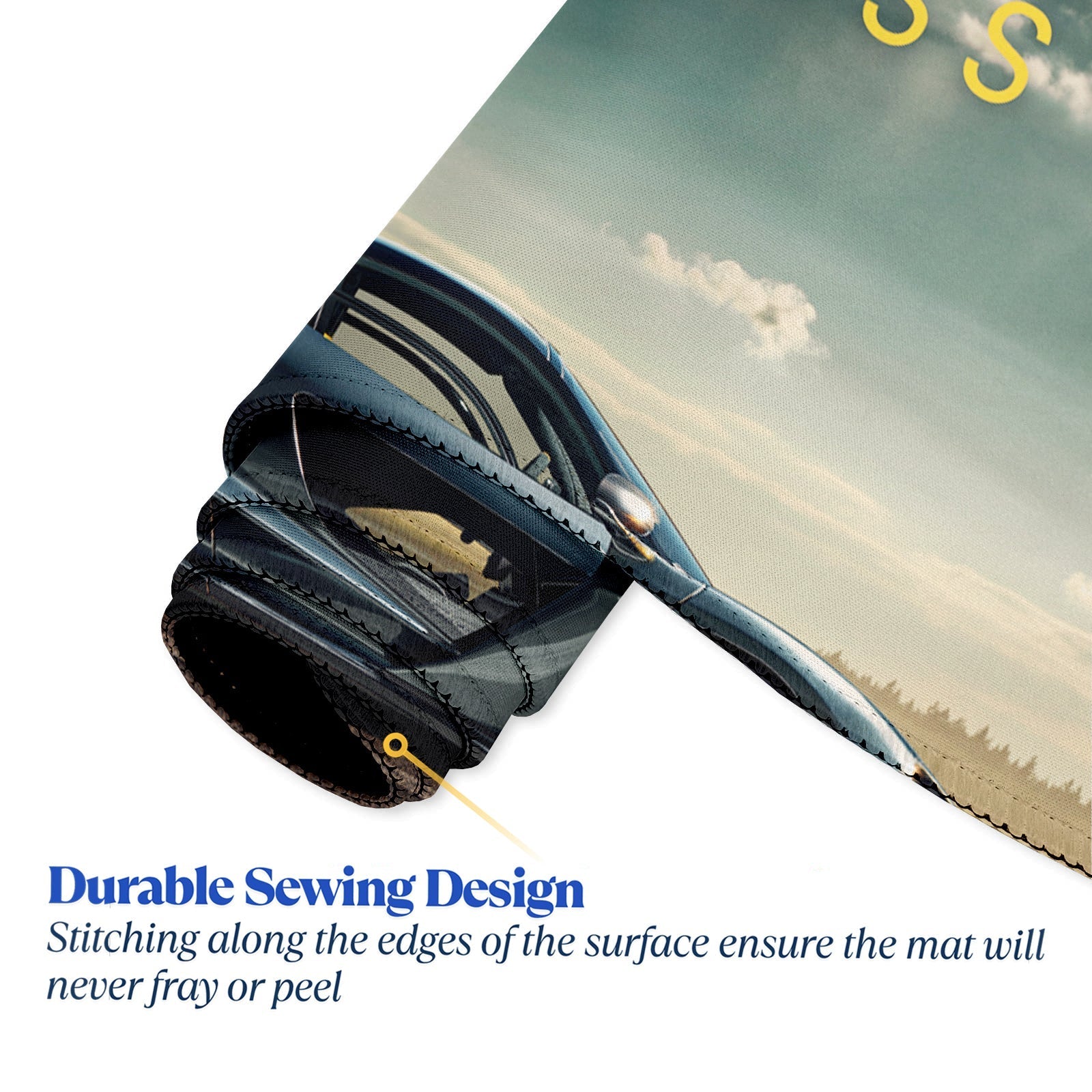 Fearless Supercar Stitched Desk Mat | Large Gaming & Office Mouse Pad | Non - Slip Rubber Base | Extended Desk Mat for Keyboard & Laptop - Mypcwala